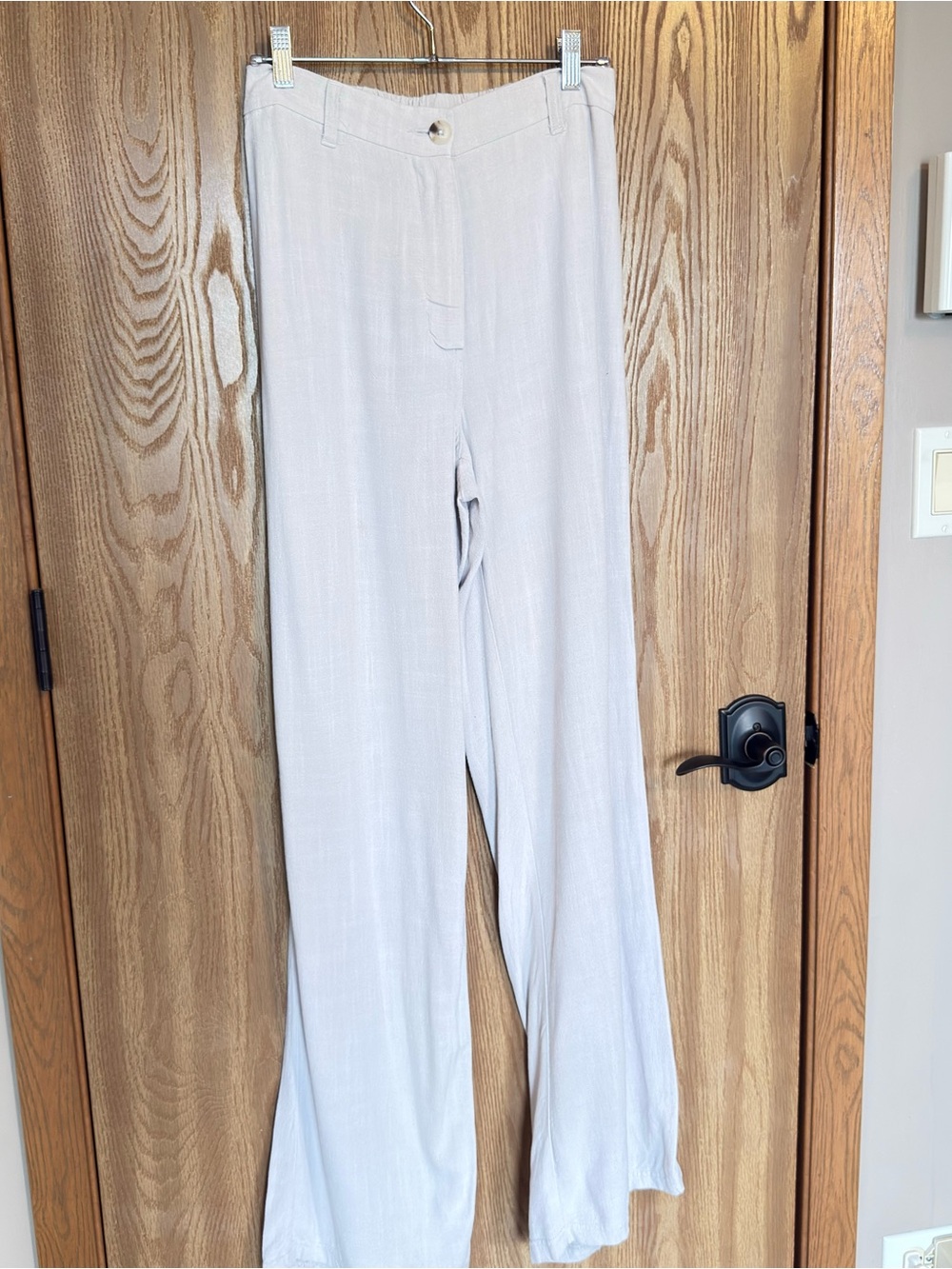 Light Gray Wide-Leg High-Rise Women's Pants